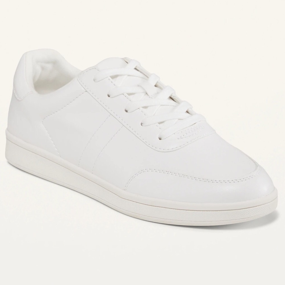 Old Navy White Faux-Leather Low Top Memory Foam Sneakers Size 10